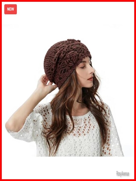 Handmade Crochet Beanie Cotton Acrylic Skull Hat Slouchy